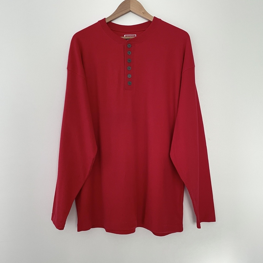 Marlboro Men's Large Red Vintage Made in USA 1996 Cotton Henley Shirt NWT